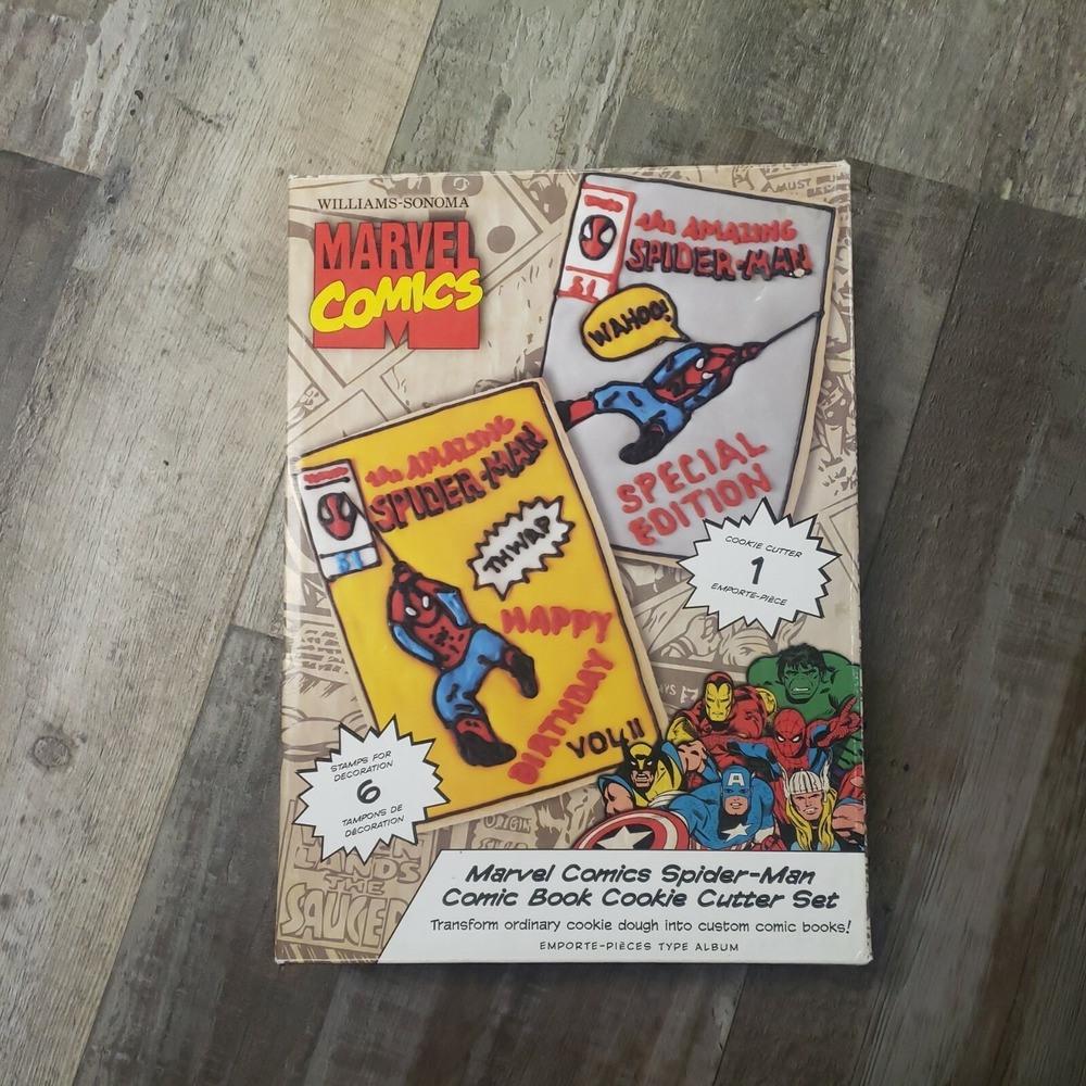 Cookie Cutter Set Williams Sonoma Marvel Spider-Man Comic Book  New